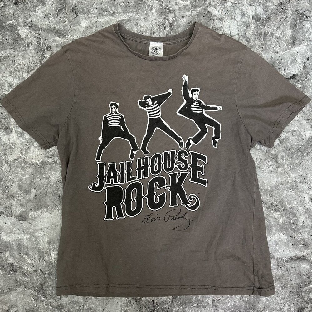 Official Signature Product  T-Shirt ELVIS PRESLEY Jailhouse Rock Size M Gray
